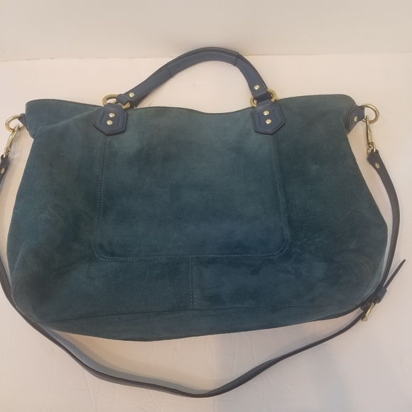 Coach Campbell Izzy Teal Tote Suede Bag w/ Shoulder strap. Good used condition. - Picture 13 of 16